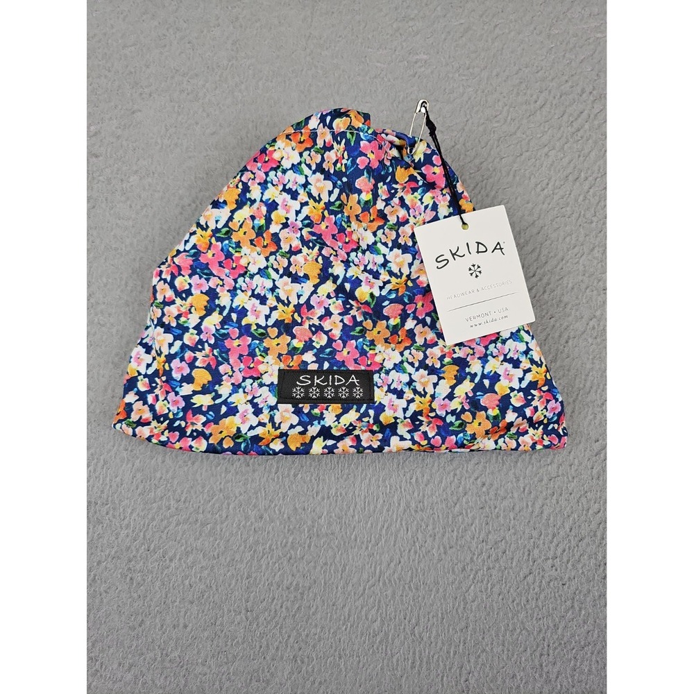 New Skida Headwear Fleece-Lined Beanie Floral Made in USA NWT
